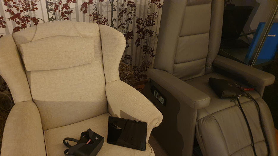 VR headset and relaxing chair